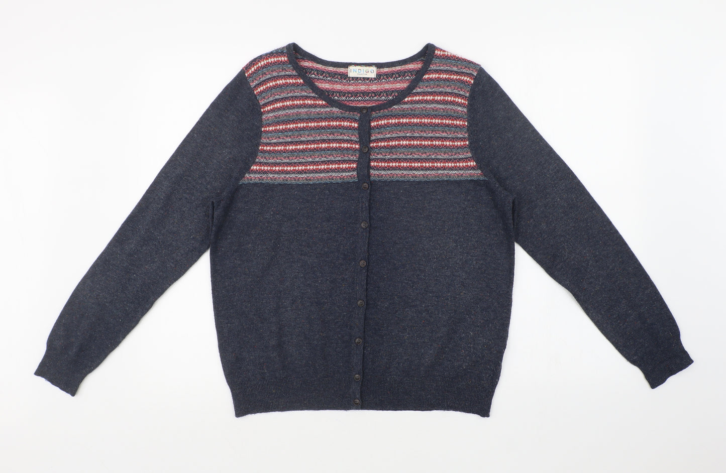 Indigo Womens Multicoloured Fair Isle  Cardigan Jumper Size 16