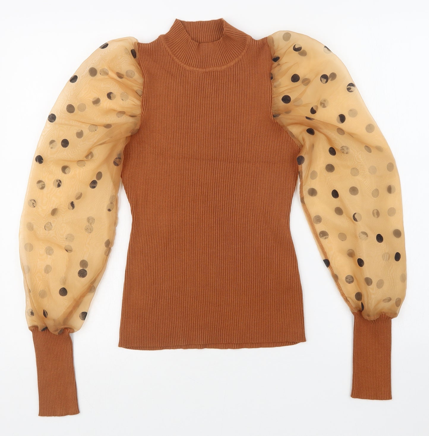 lovie look Womens Brown Polka Dot   T-Shirt Size M