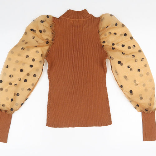 lovie look Womens Brown Polka Dot   T-Shirt Size M