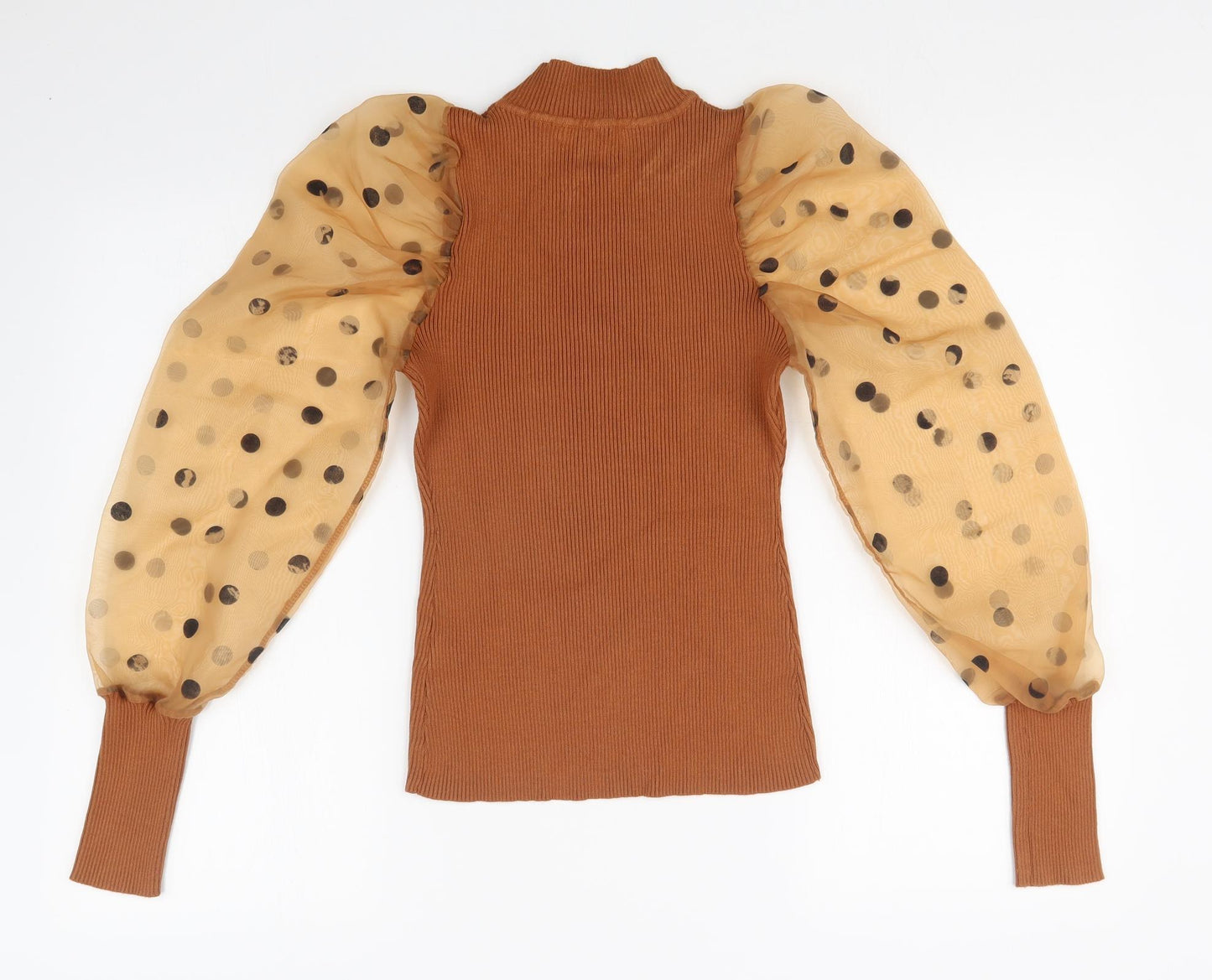 lovie look Womens Brown Polka Dot   T-Shirt Size M