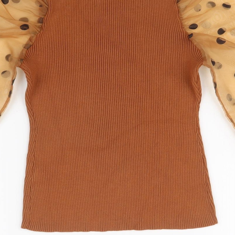 lovie look Womens Brown Polka Dot   T-Shirt Size M