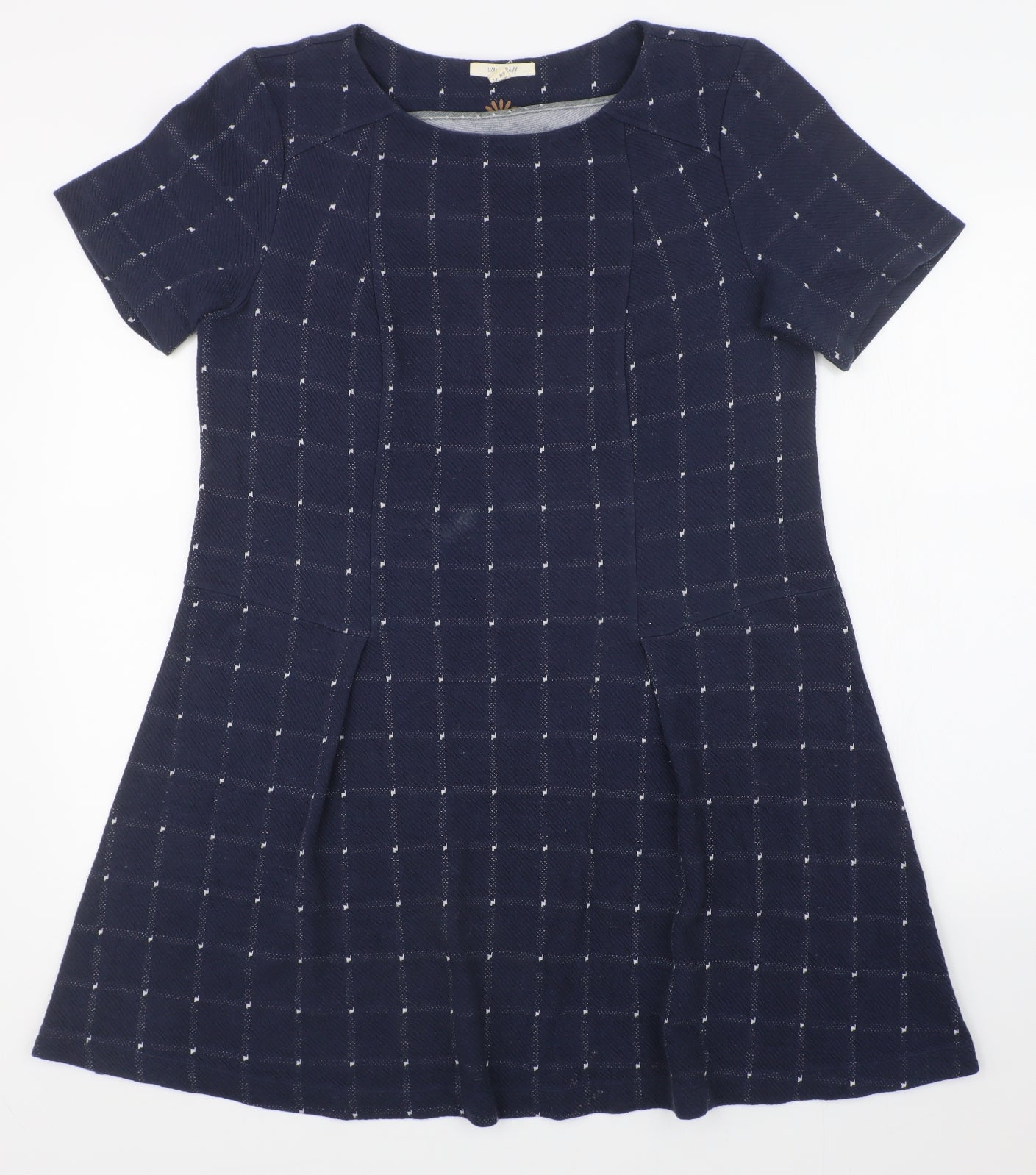 White Stuff Womens Blue Houndstooth  A-Line  Size 14