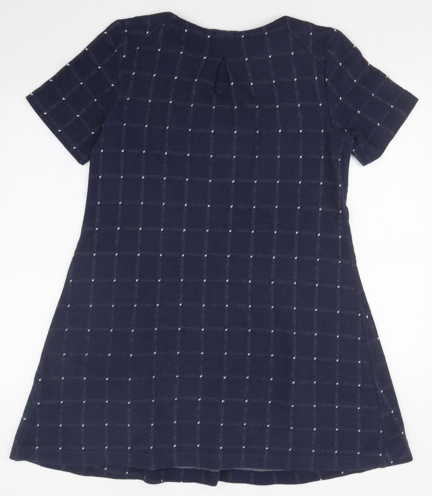 White Stuff Womens Blue Houndstooth  A-Line  Size 14