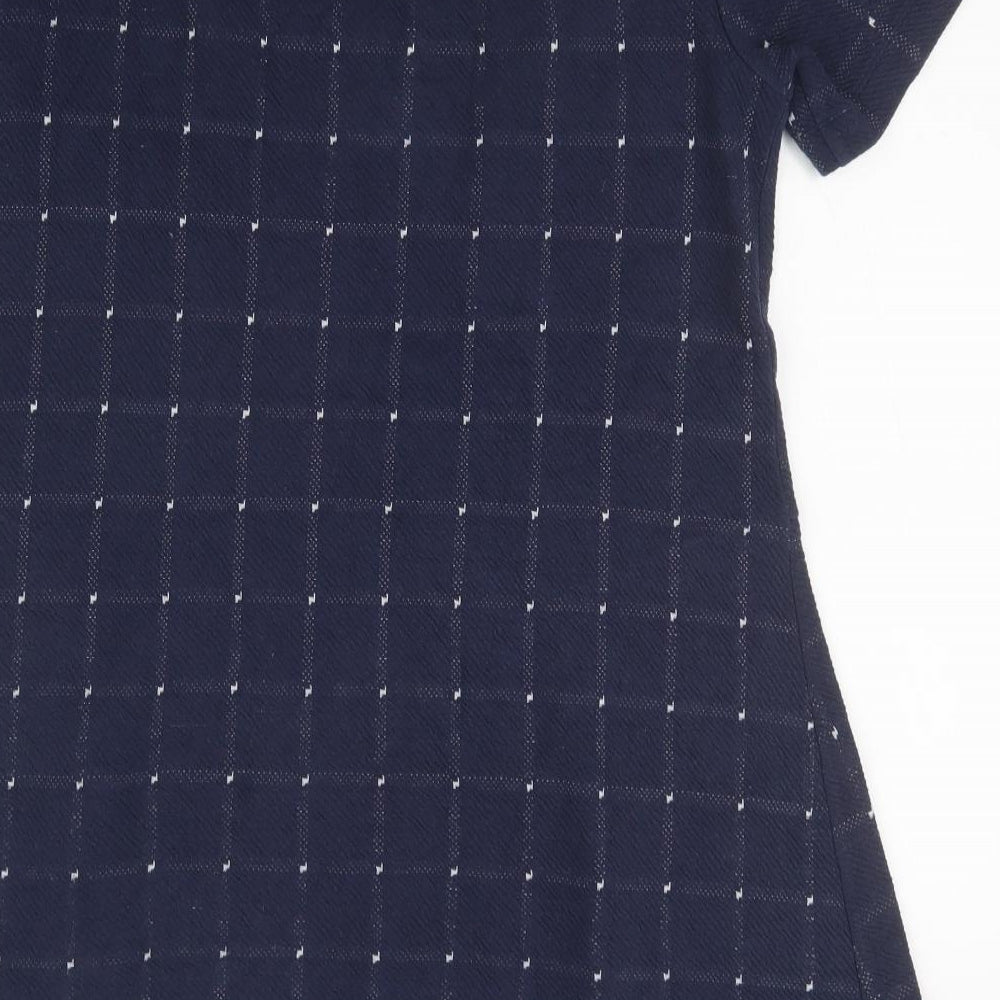 White Stuff Womens Blue Houndstooth  A-Line  Size 14