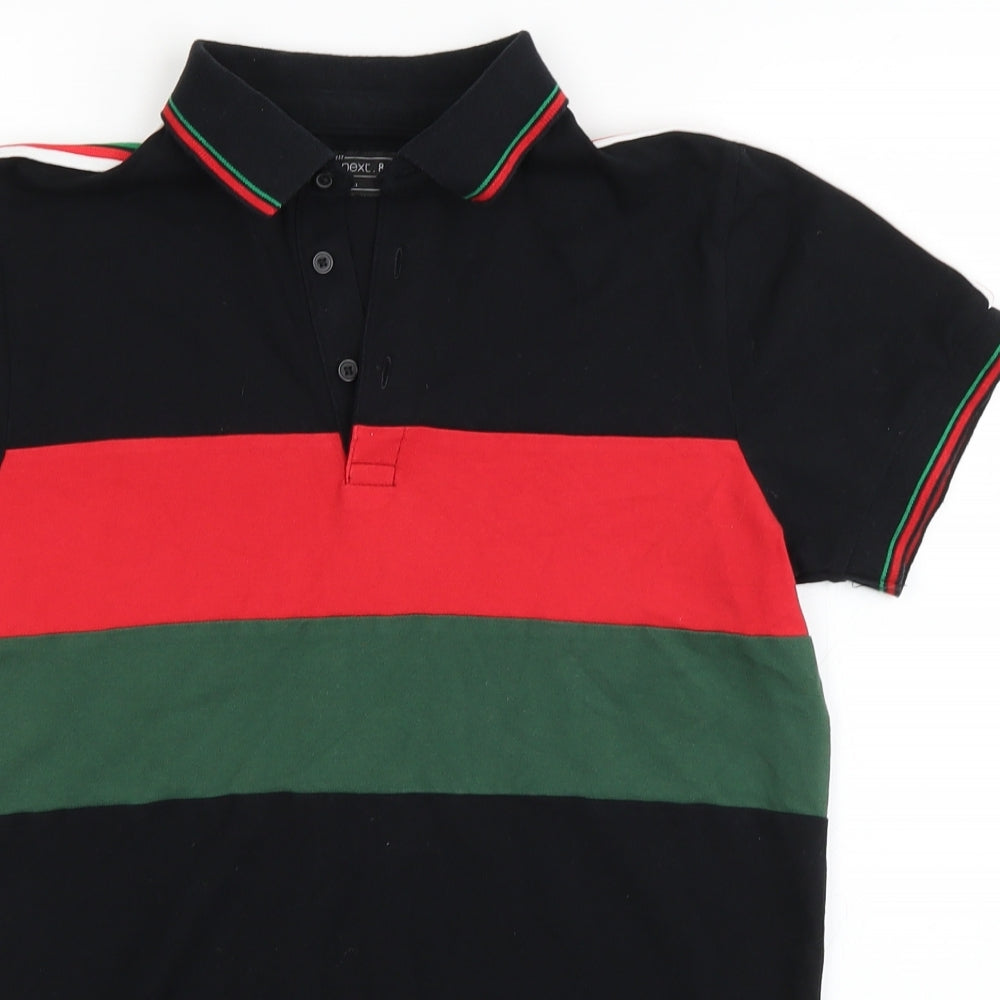 NEXT Boys Black Striped  Basic Polo Size 11-12 Years