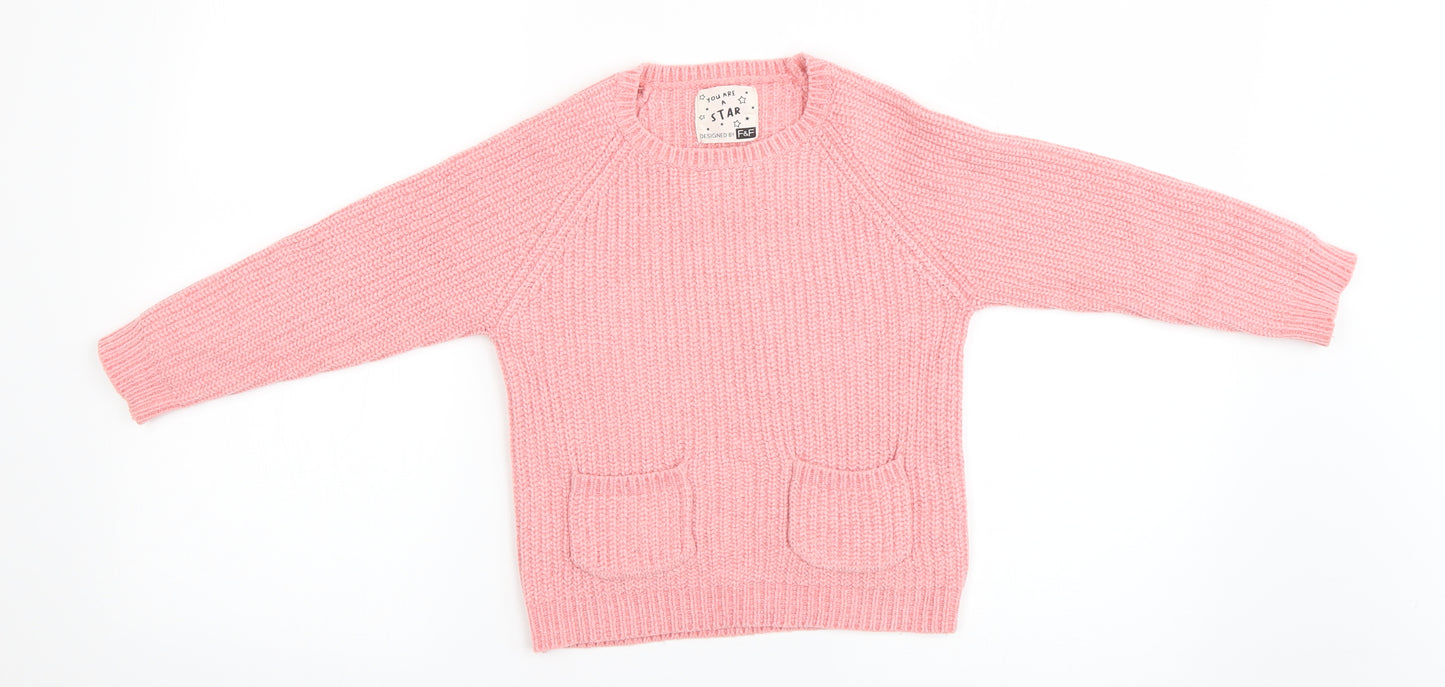 F&F Girls Pink   Pullover Jumper Size 5-6 Years