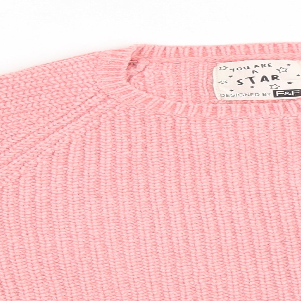 F&F Girls Pink   Pullover Jumper Size 5-6 Years