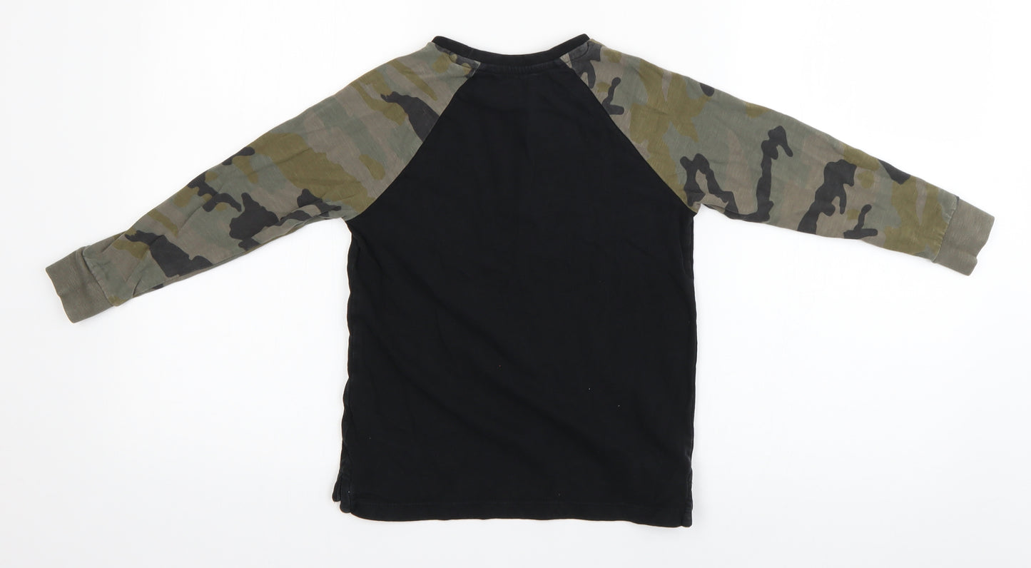 NEXT Girls Black Camouflage  Pullover T-Shirt Size 6 Years