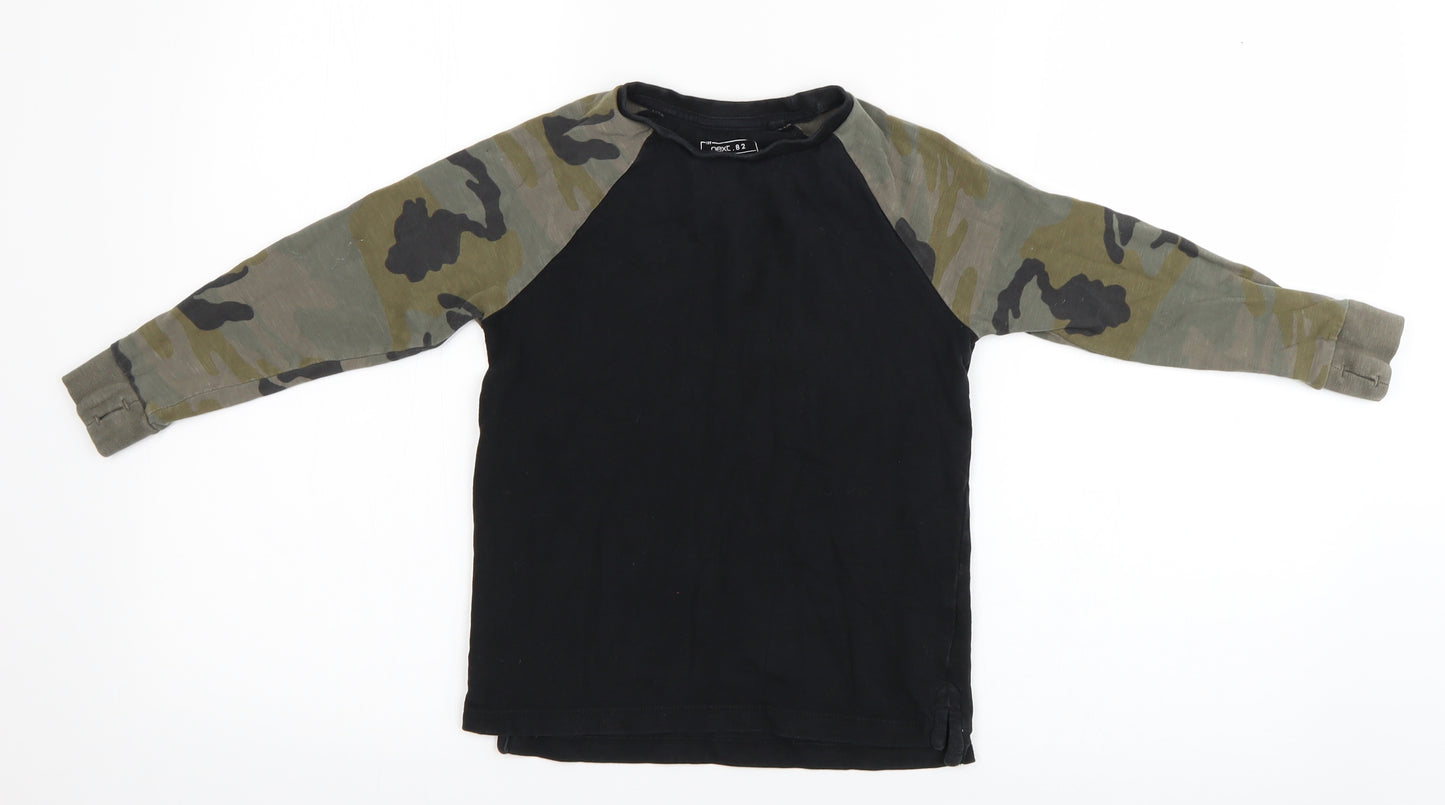 NEXT Girls Black Camouflage  Pullover T-Shirt Size 6 Years