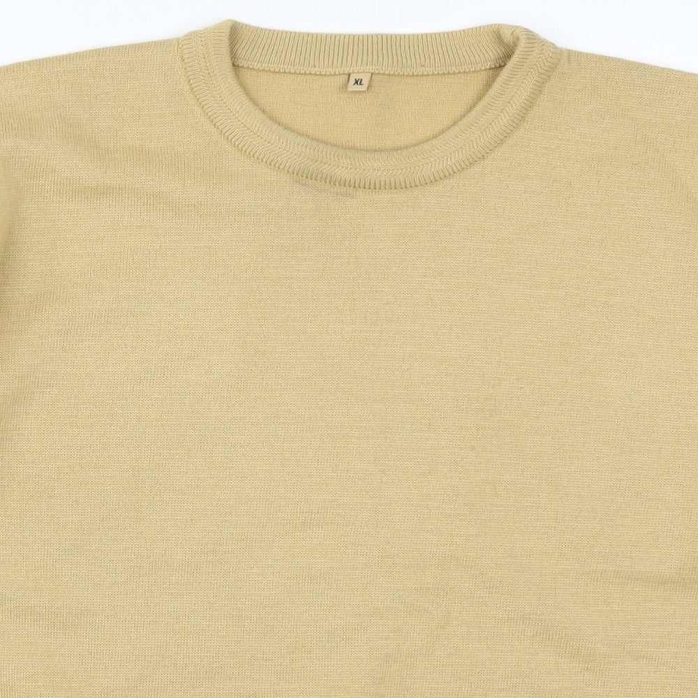 Gabicci Mens Beige  Knit Pullover Jumper Size XL