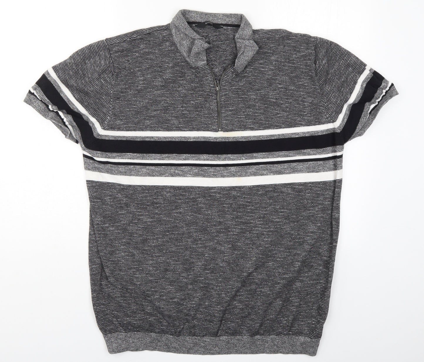 George Mens Grey Striped   T-Shirt Size 2XL