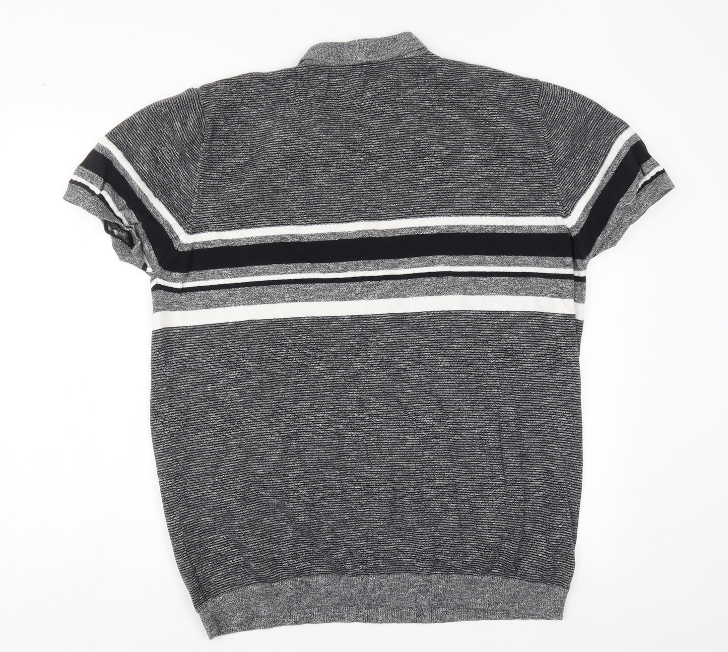 George Mens Grey Striped   T-Shirt Size 2XL