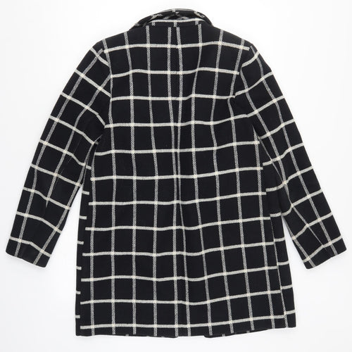 F&F Womens Black Check  Overcoat Coat Size 10