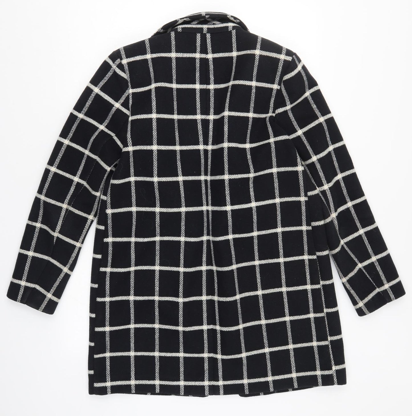 F&F Womens Black Check  Overcoat Coat Size 10