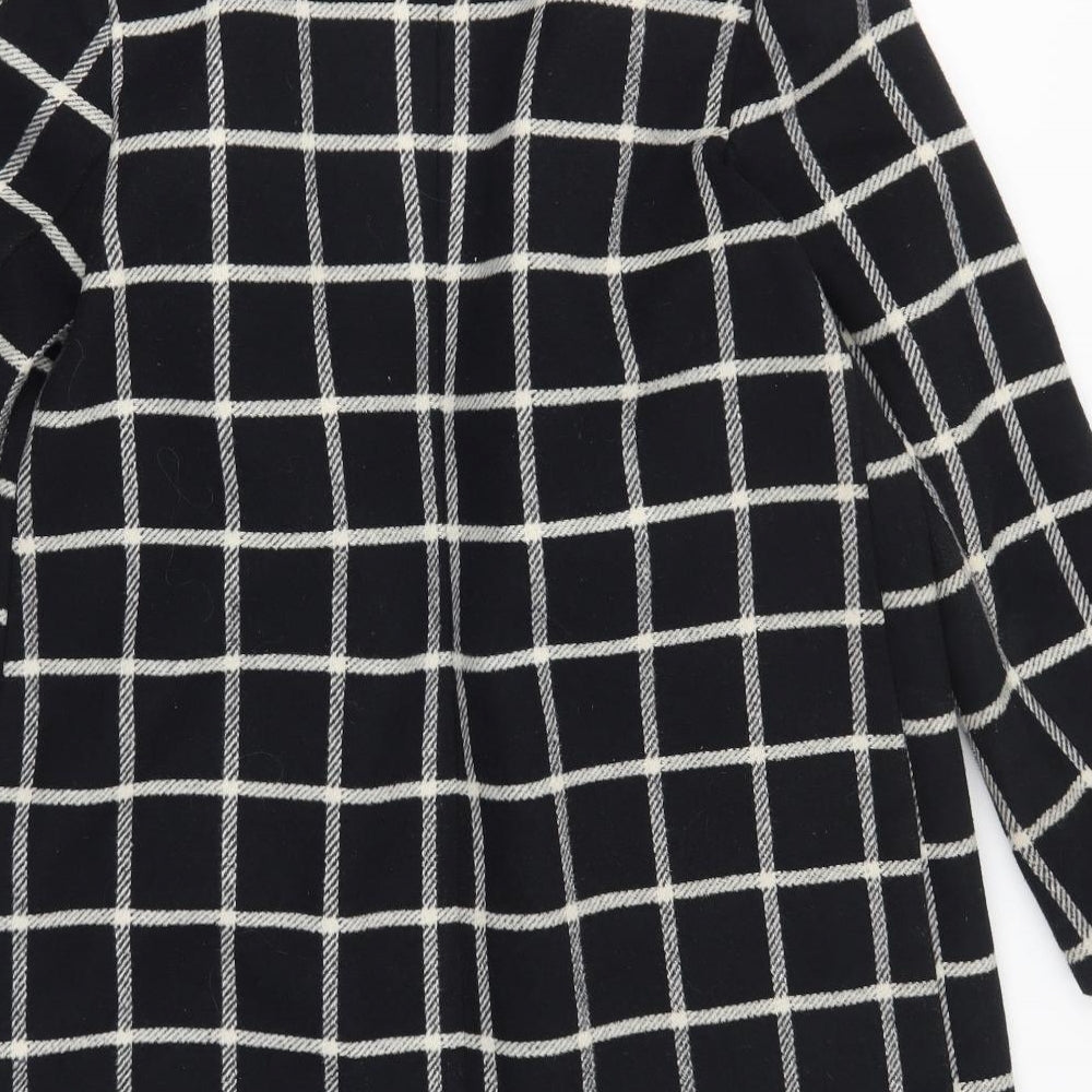 F&F Womens Black Check  Overcoat Coat Size 10