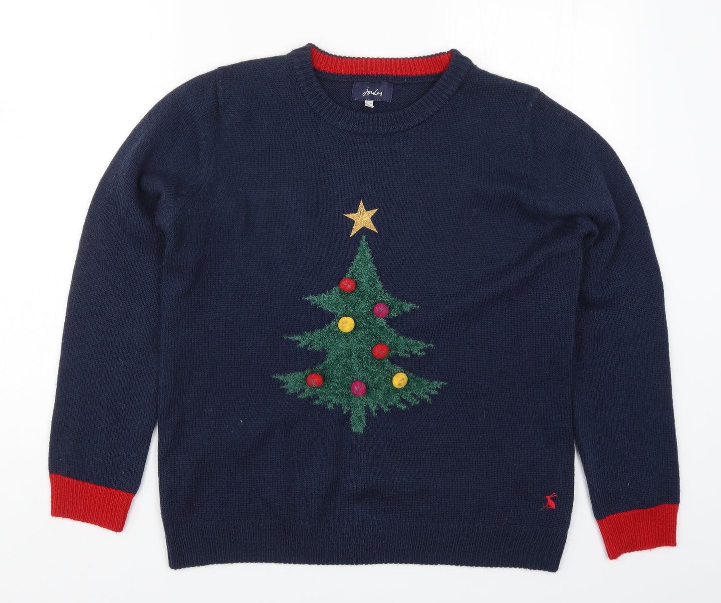 Joules Womens Blue  Knit Pullover Jumper Size 14  - Christmas Tree