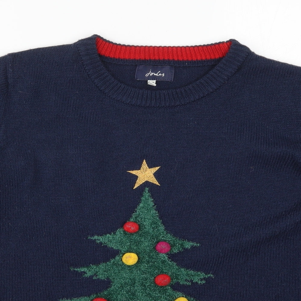 Joules Womens Blue  Knit Pullover Jumper Size 14  - Christmas Tree