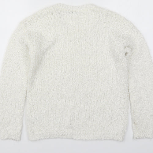 George Womens White  Knit Pullover Jumper Size 8  - Snowflakes