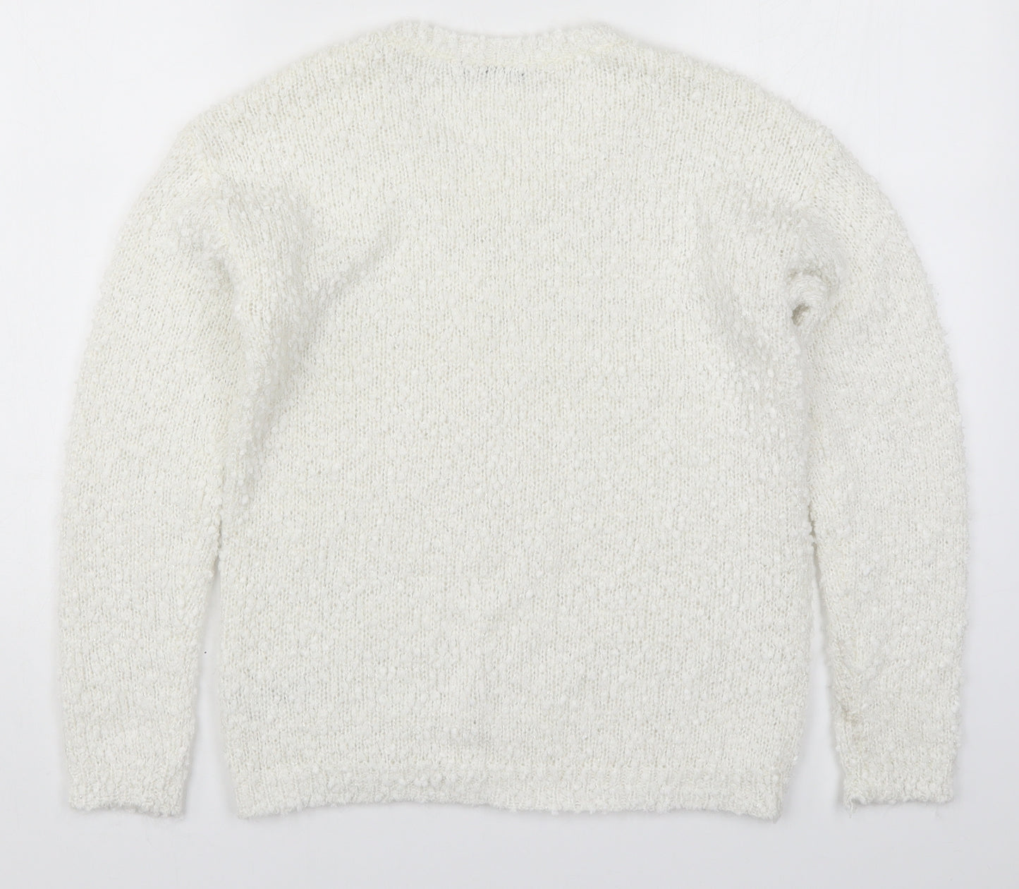 George Womens White  Knit Pullover Jumper Size 8  - Snowflakes