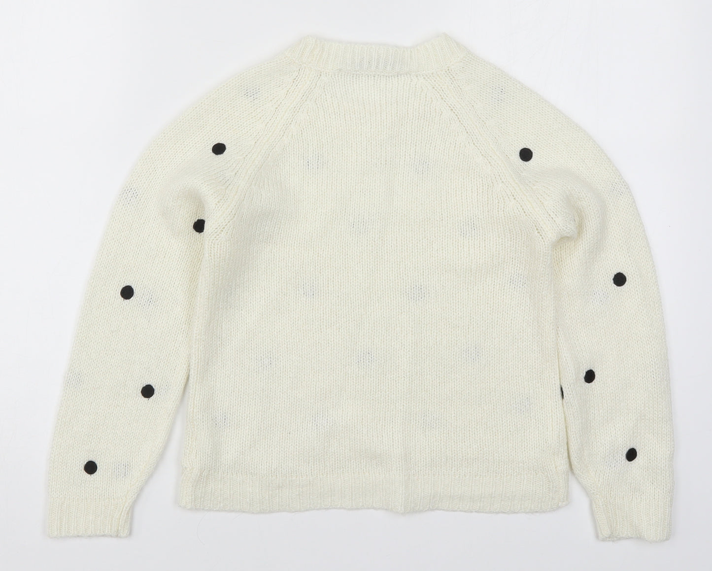 George Girls White Polka Dot Knit Pullover Jumper Size 9-10 Years