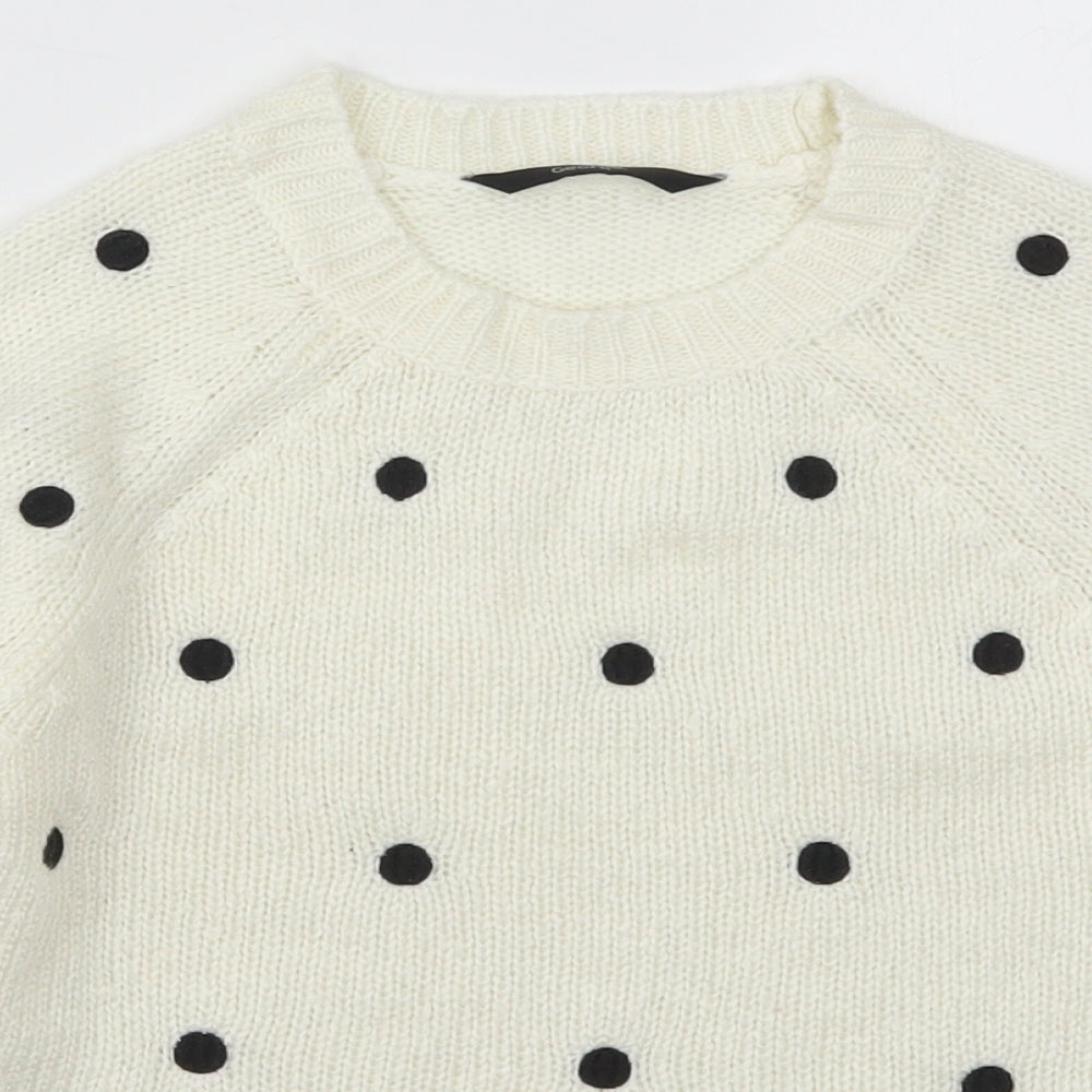 George Girls White Polka Dot Knit Pullover Jumper Size 9-10 Years