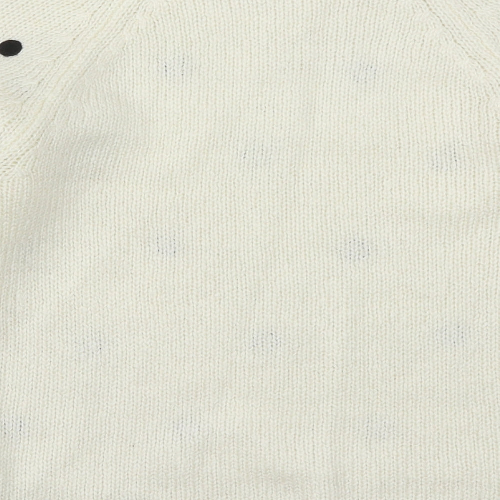 George Girls White Polka Dot Knit Pullover Jumper Size 9-10 Years