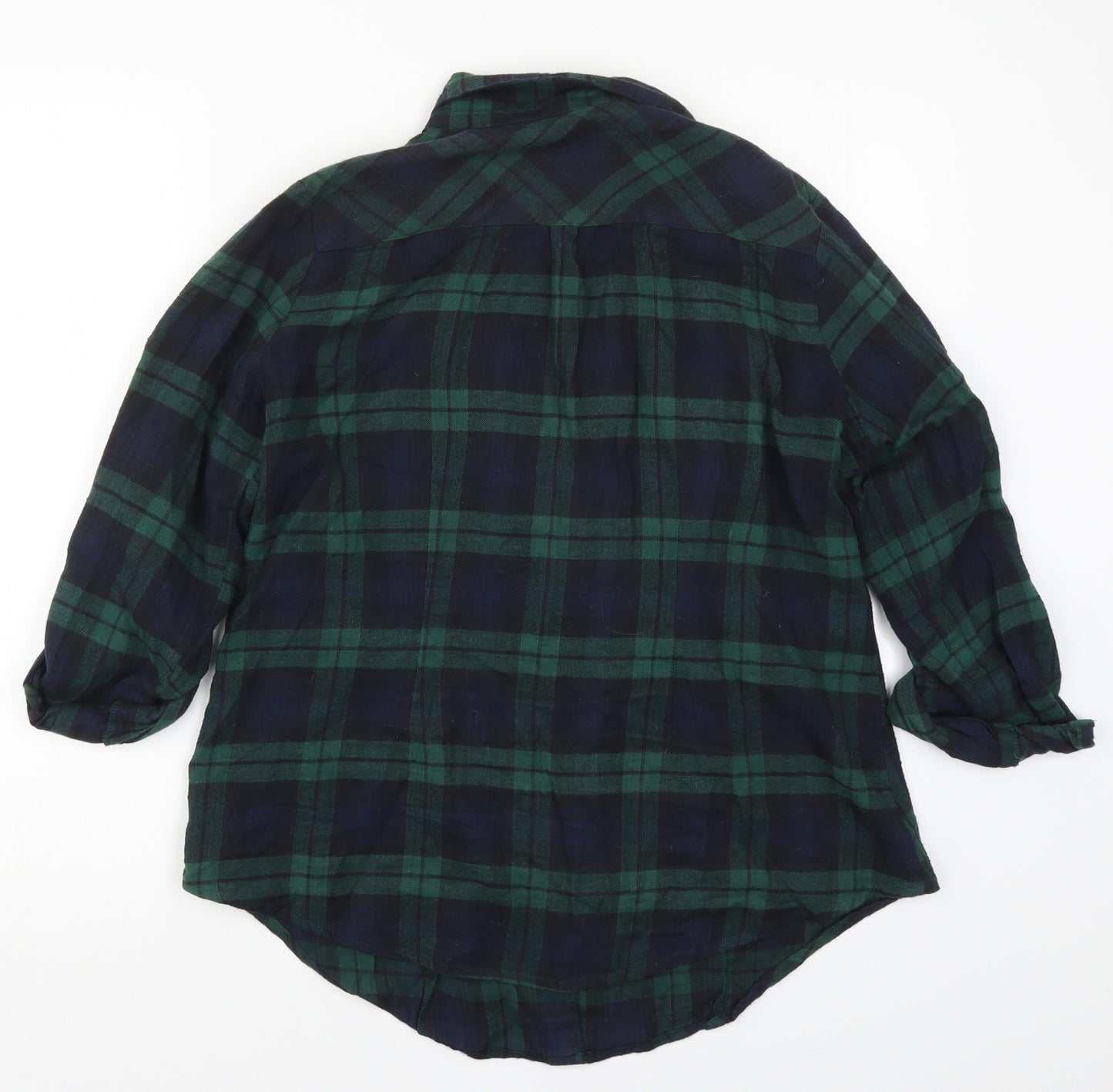 Select Womens Green Check  Basic Button-Up Size 14