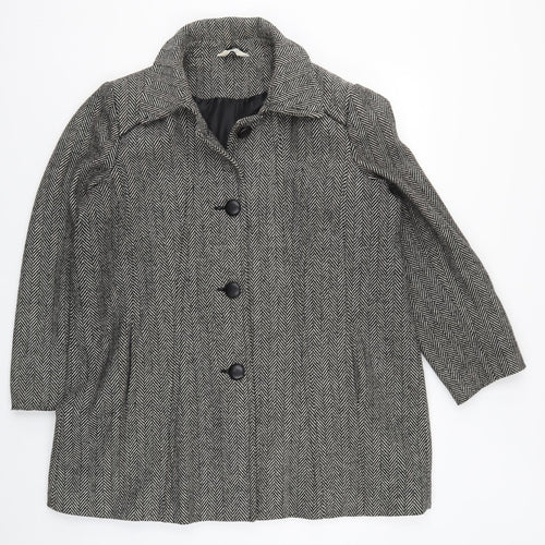 Special Collection Womens Grey Herringbone  Pea Coat Coat Size 10
