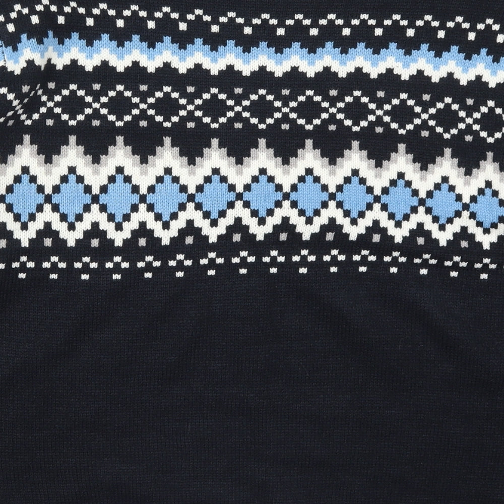 Primark Mens Blue Fair Isle Knit Pullover Jumper Size 2XL