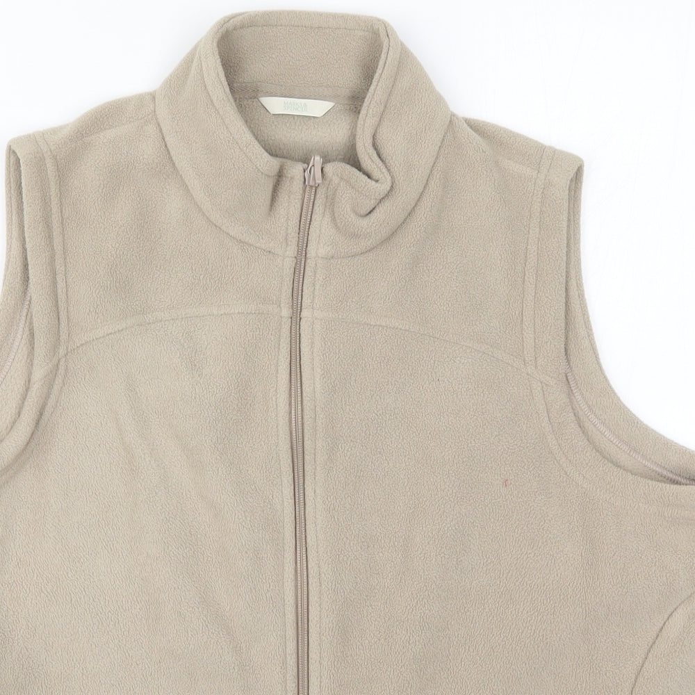 Marks and Spencer Womens Beige  Fleece Gilet Jacket Size 22