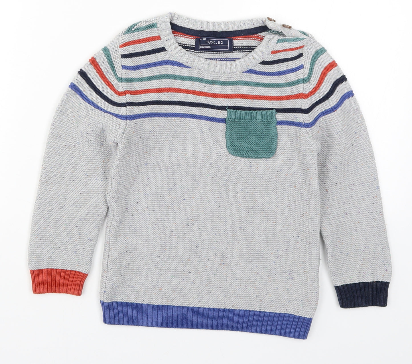 NEXT Boys Grey Striped Knit Pullover Jumper Size 4-5 Years