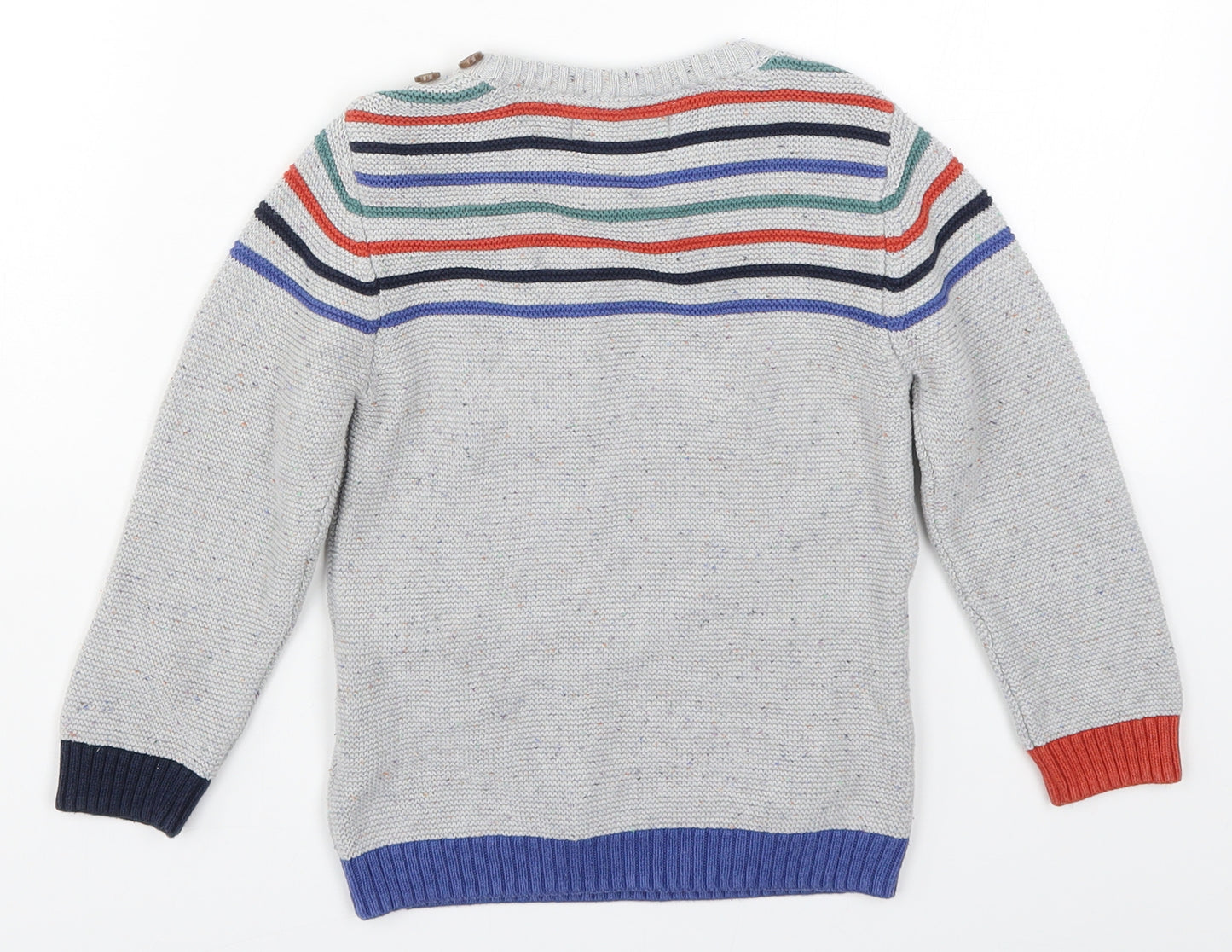 NEXT Boys Grey Striped Knit Pullover Jumper Size 4-5 Years