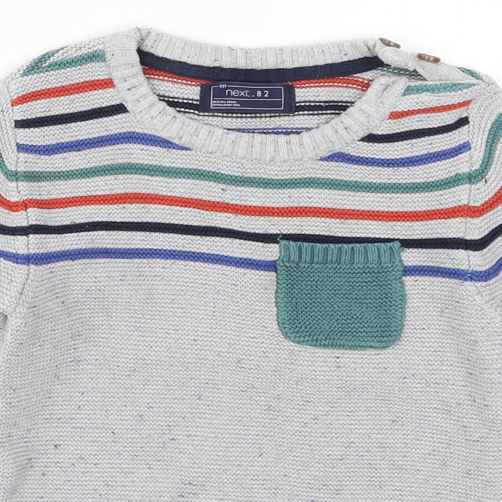 NEXT Boys Grey Striped Knit Pullover Jumper Size 4-5 Years