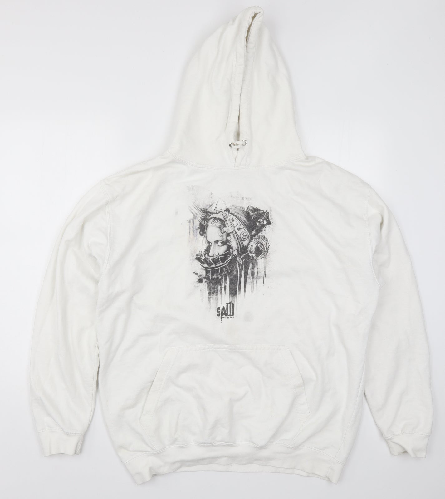Preworn Mens White   Pullover Hoodie Size XL  - Saw