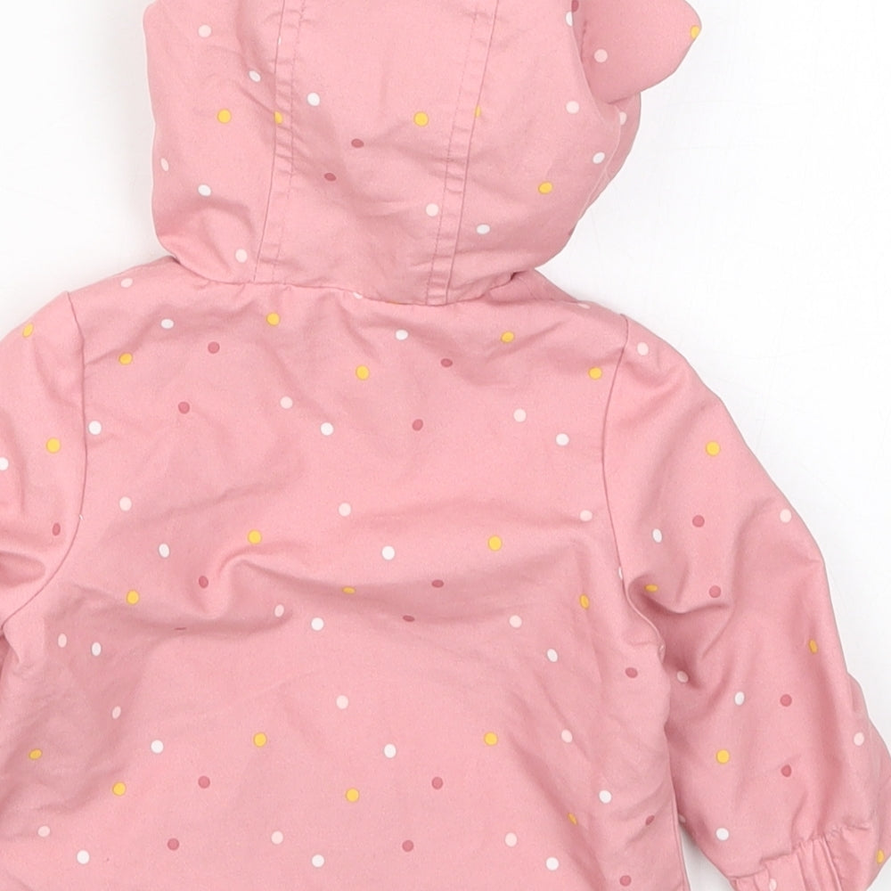 F&F Girls Pink Polka Dot  Basic Coat Coat Size 0-3 Months  - Unicorn