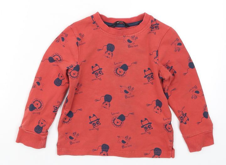 George Boys Red Pullover Sweatshirt Size 2-3 Years - Animals