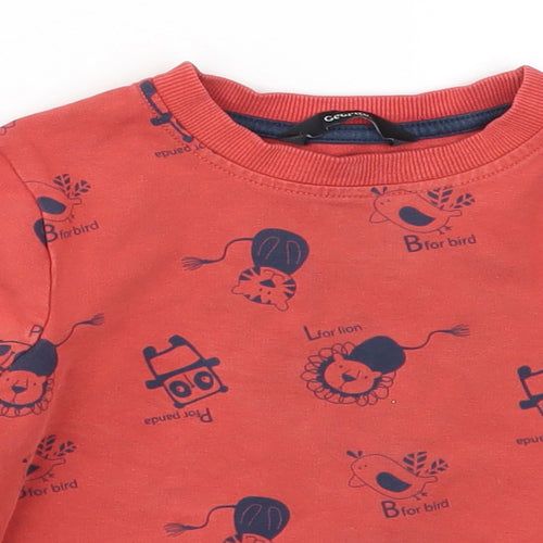 George Boys Red   Pullover Sweatshirt Size 2-3 Years  - Animals