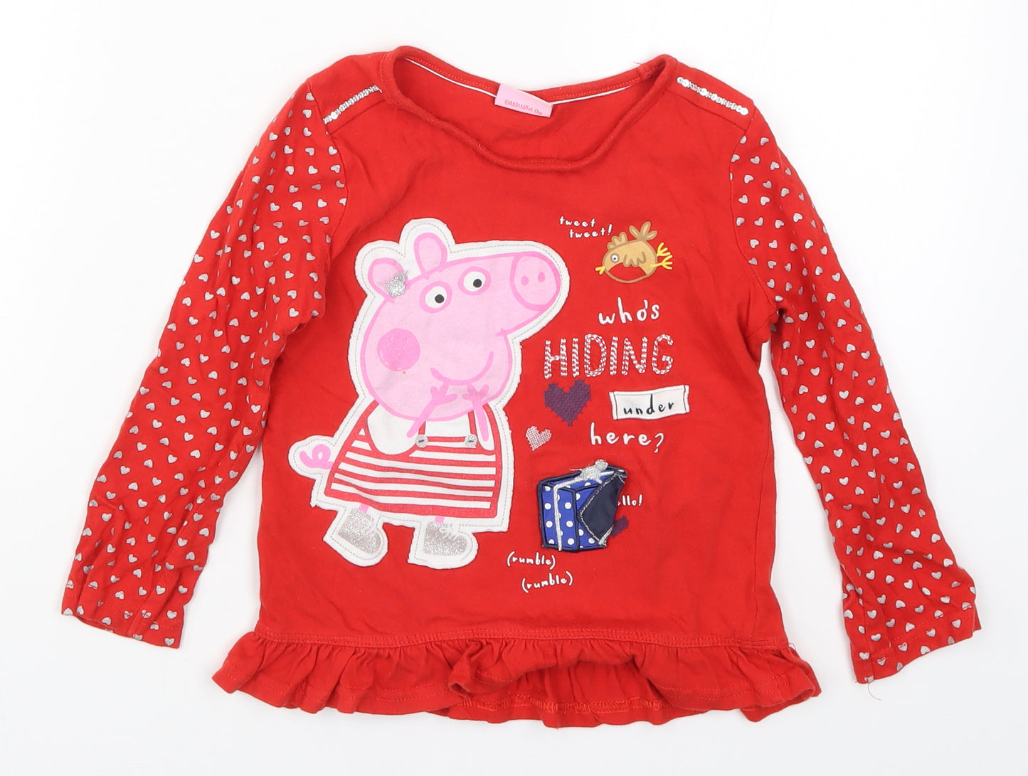George Girls Red   Basic T-Shirt Size 4-5 Years  - Peppa Pig