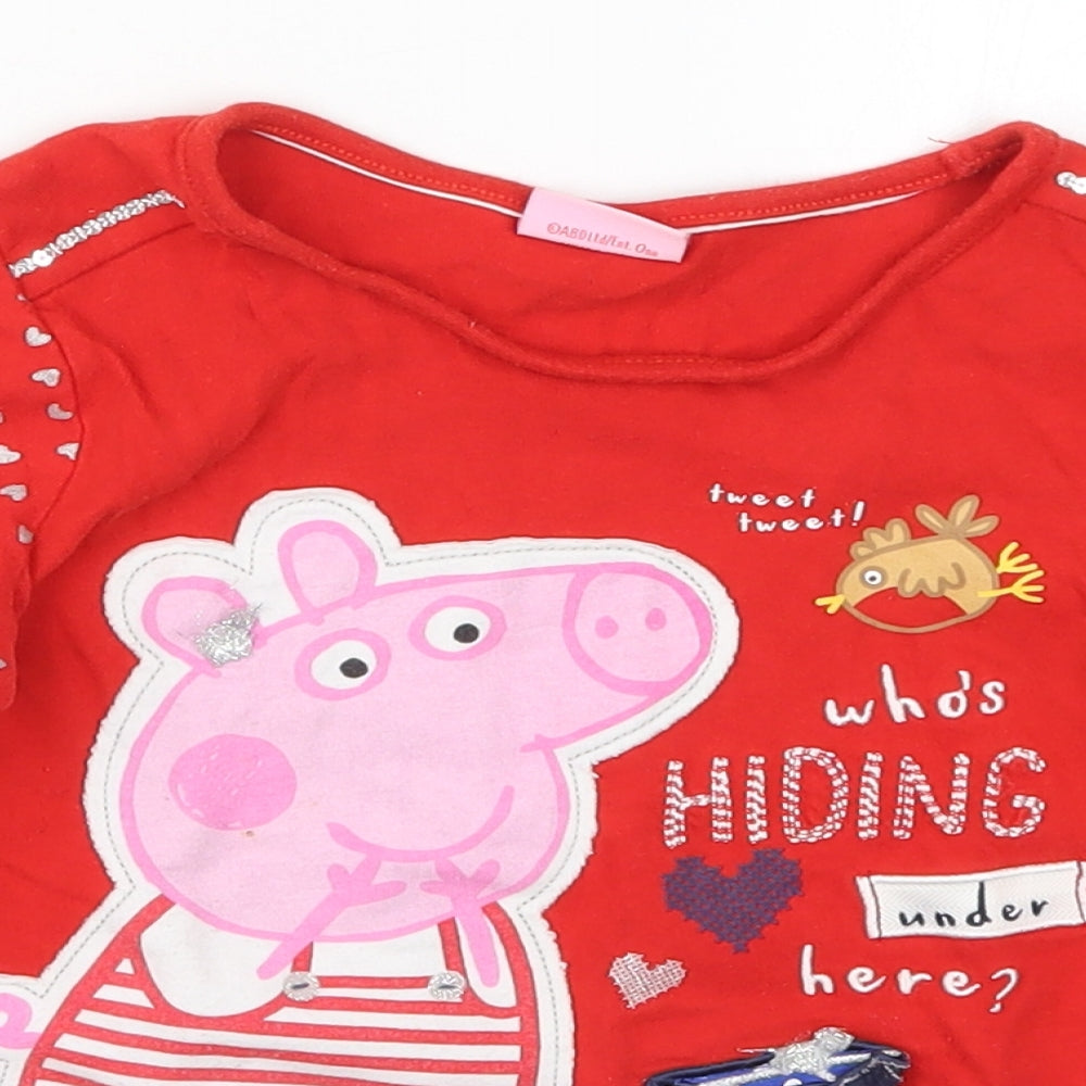 George Girls Red   Basic T-Shirt Size 4-5 Years  - Peppa Pig