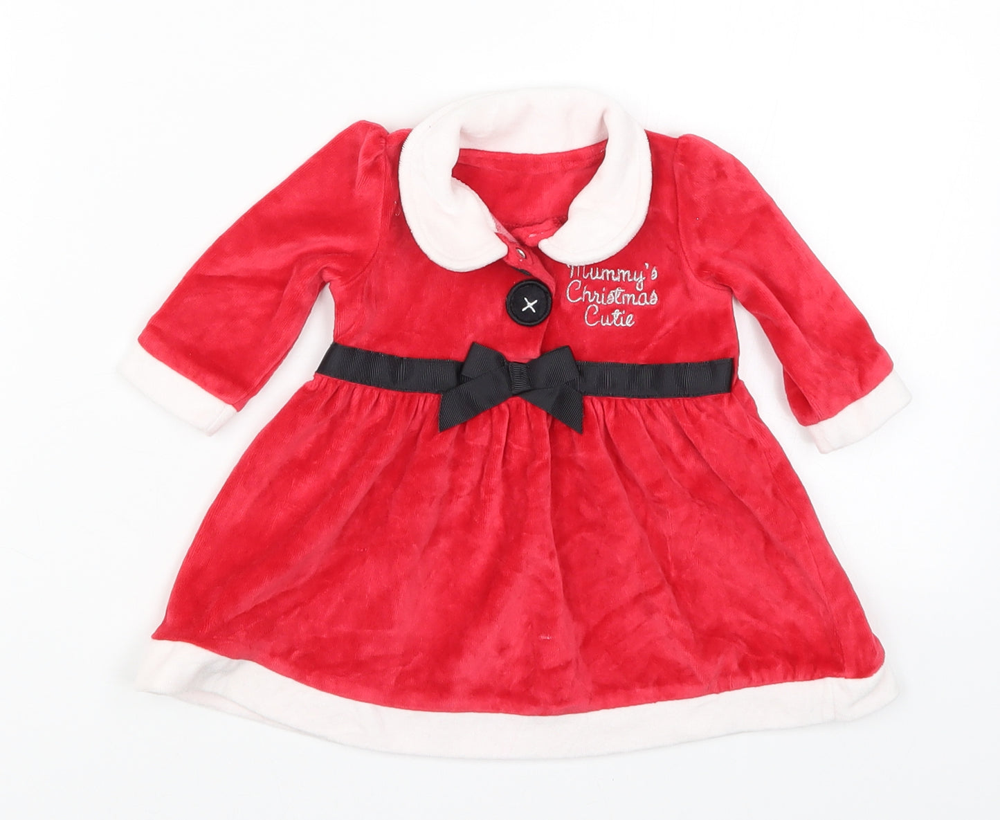 George Girls Red   Skater Dress  Size 0-3 Months  - Mummy's Christmas Cutie