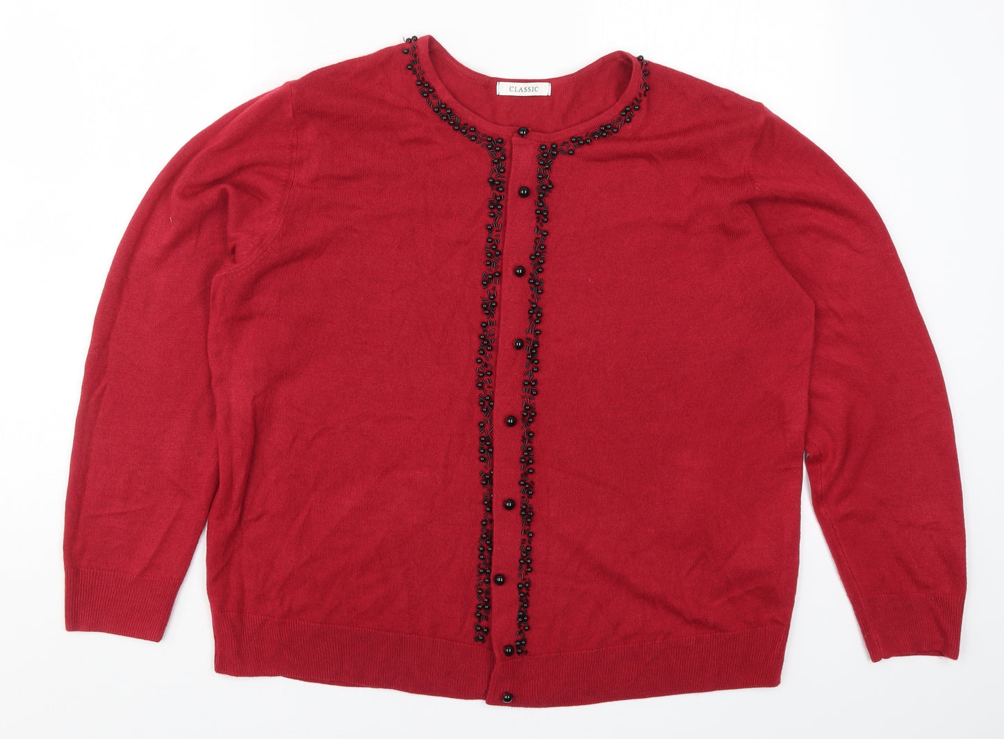 Marks and Spencer Womens Red  Knit Cardigan Jumper Size 22