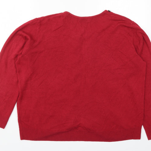 Marks and Spencer Womens Red  Knit Cardigan Jumper Size 22