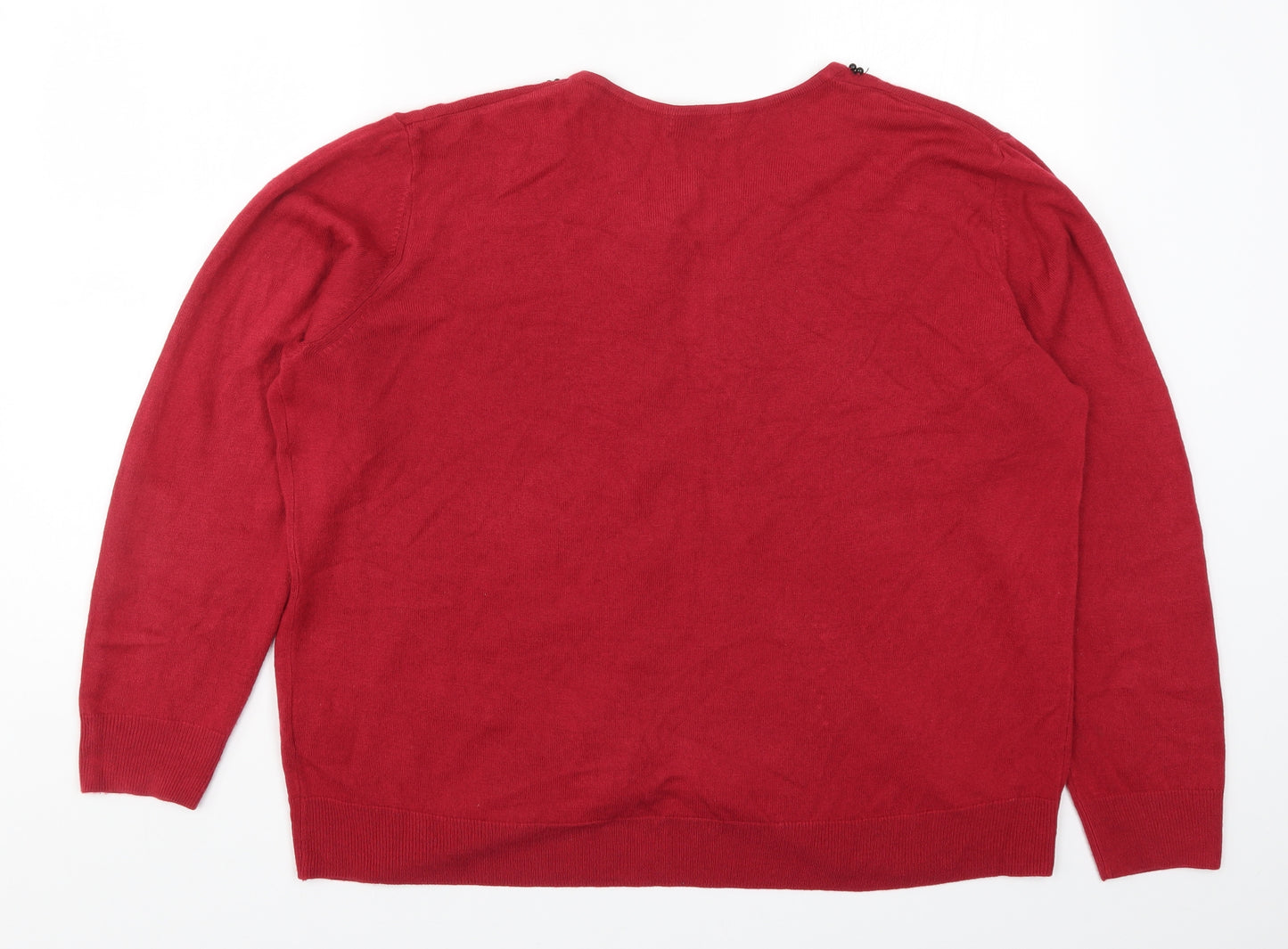 Marks and Spencer Womens Red  Knit Cardigan Jumper Size 22