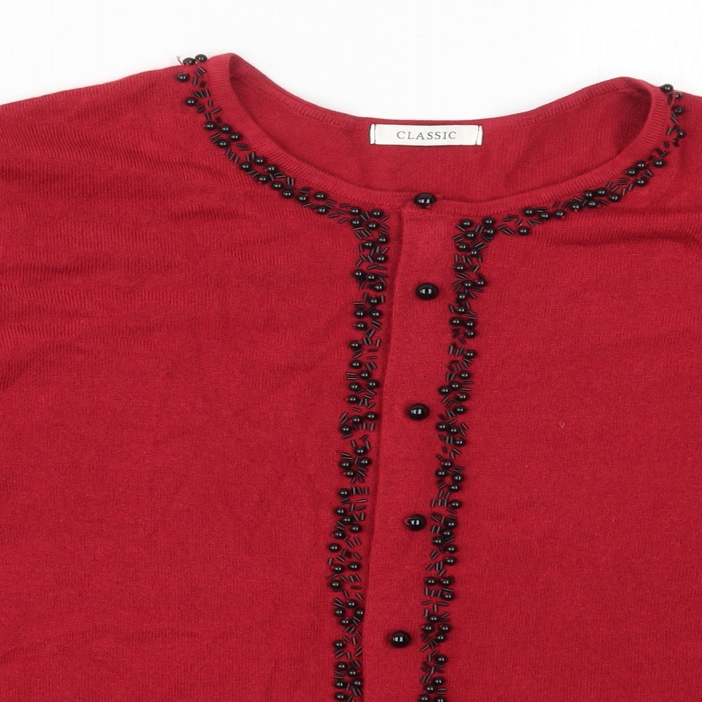 Marks and Spencer Womens Red  Knit Cardigan Jumper Size 22