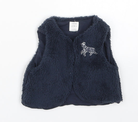 Front view of John Lewis Baby Blue Jacket, size 3-6, Months - Zebra