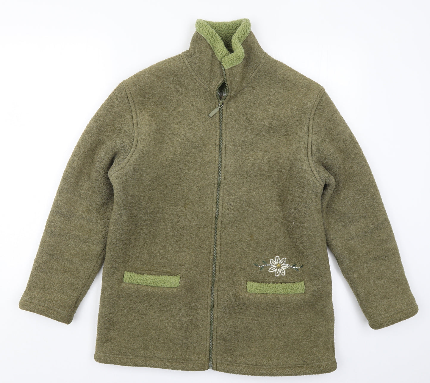 Landhaus Womens Green Floral Fleece Jacket  Size 10