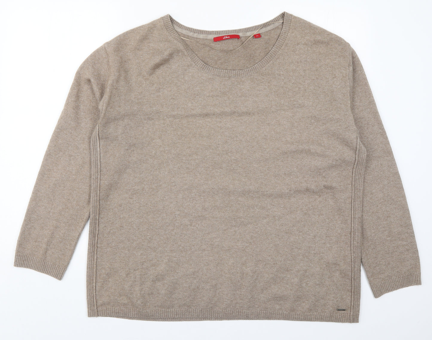 S Oliver Womens Beige  Knit Pullover Jumper Size 16