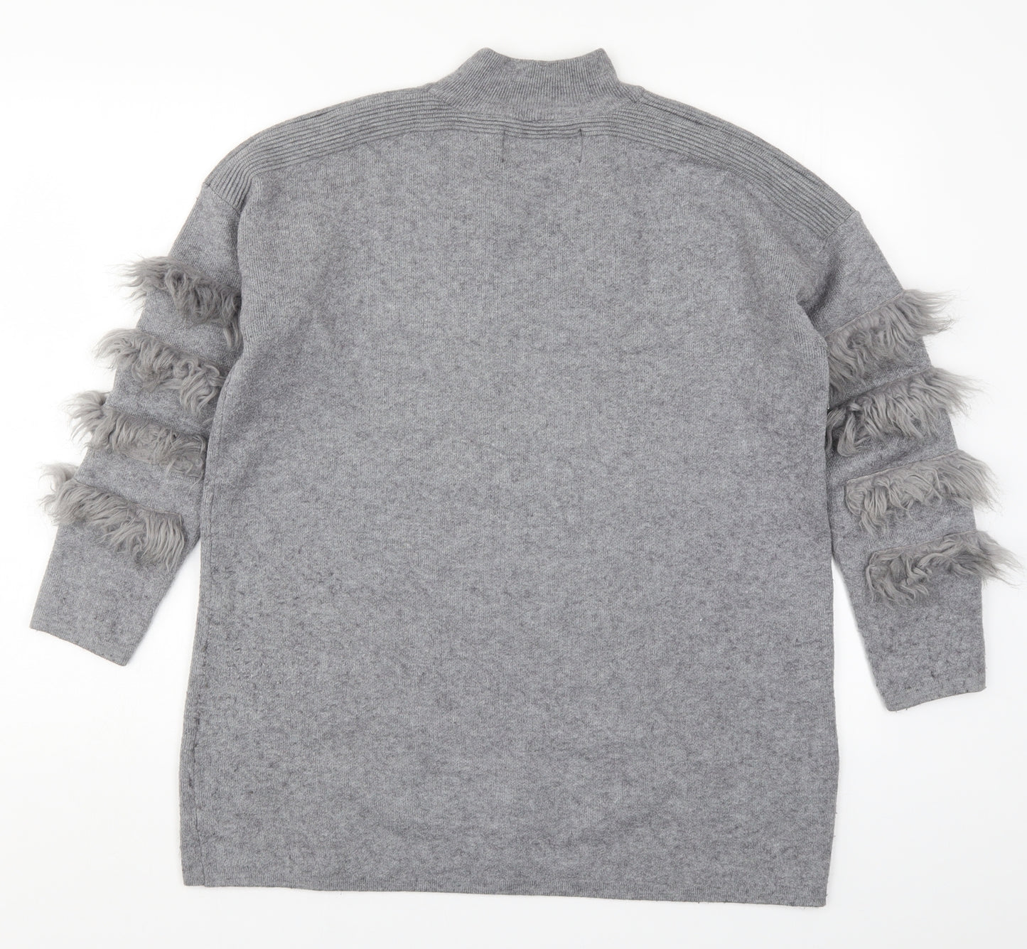 Quiz Womens Grey  Knit Pullover Jumper Size M  - Fluffy Sleeves