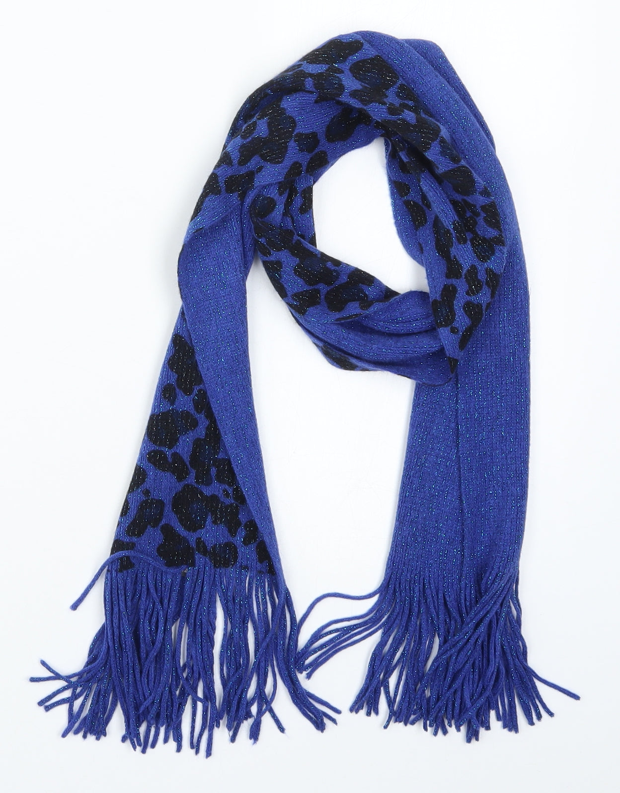 Preworn Unisex Blue Animal Print   Scarf