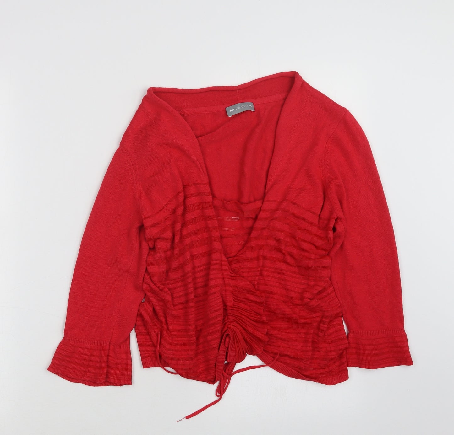 Per Una Womens Red  Knit Cardigan Jumper Size 14